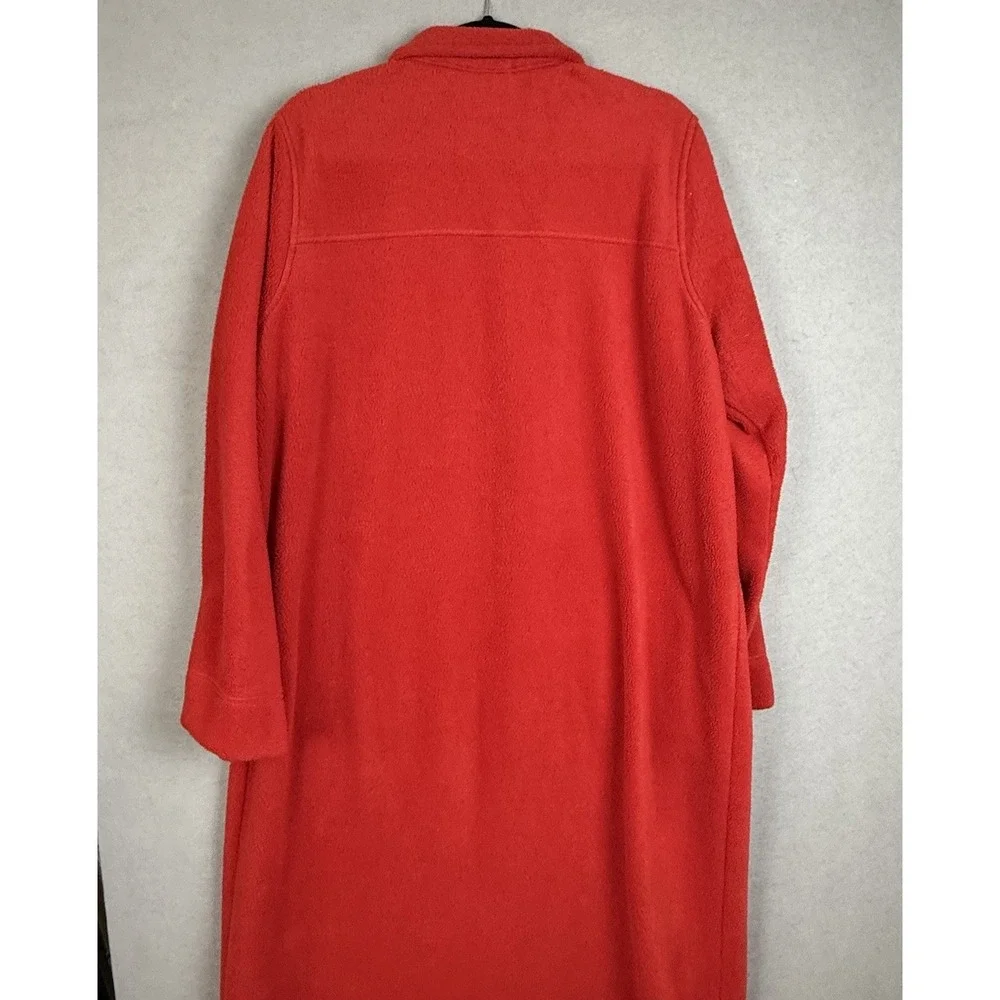 LL Bean Vintage Womens Winter Fleece Zip Up Housecoat Robe Size XL Red - Picture 6 of 6
